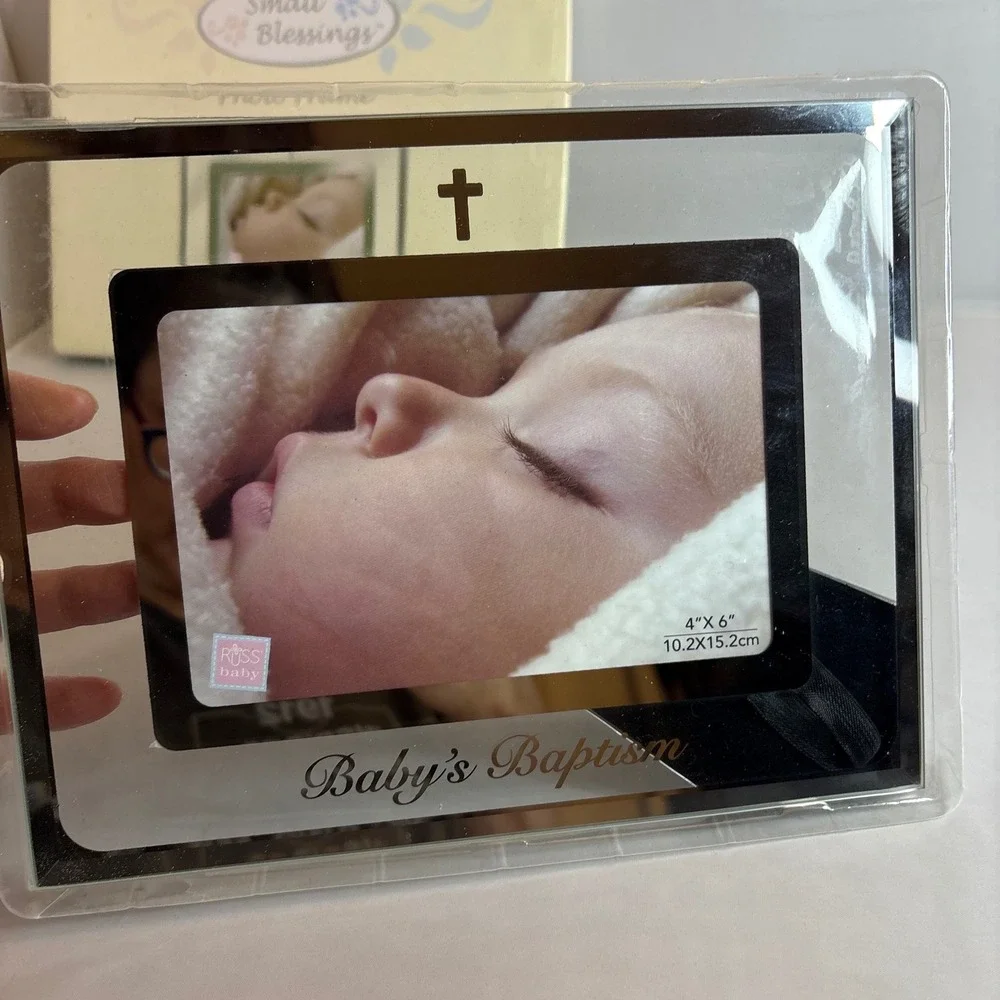 Russ Baby's Baptism‎ Photo Frame 4x6 Mirrored Cross Engraved Keepsake Nursery